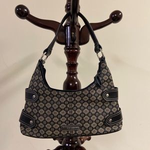 VTG Nine West black Canvas and leather mini handbag Designer Purse.